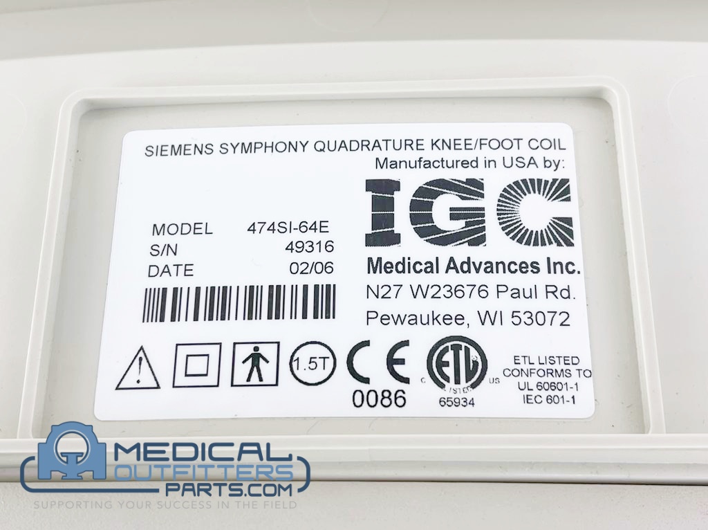 474SI-64F Invivo Quad Lower Extremity Coil for Siemens